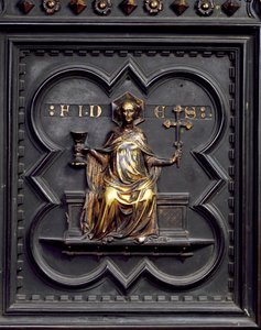 Geloof, paneel B van de zuidelijke deuren van de Baptisterium van San Giovanni, 1336 (brons)